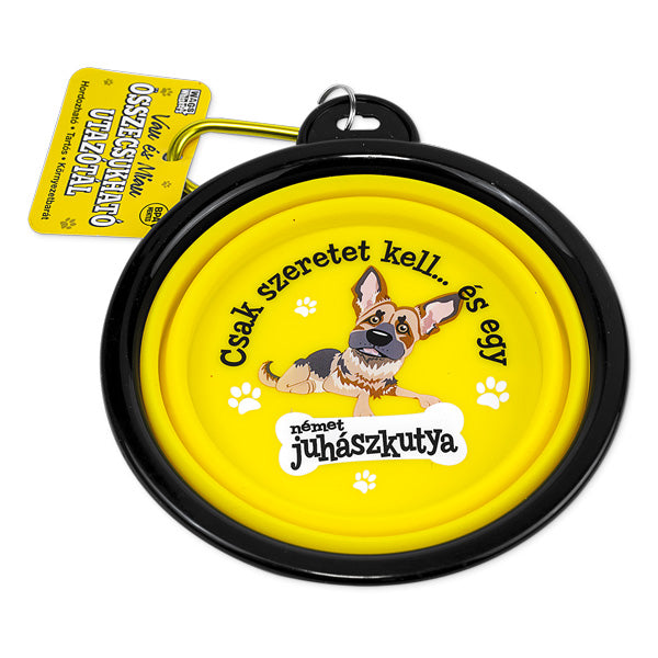 Német juhászkutya összecsukható utazó kutyatál