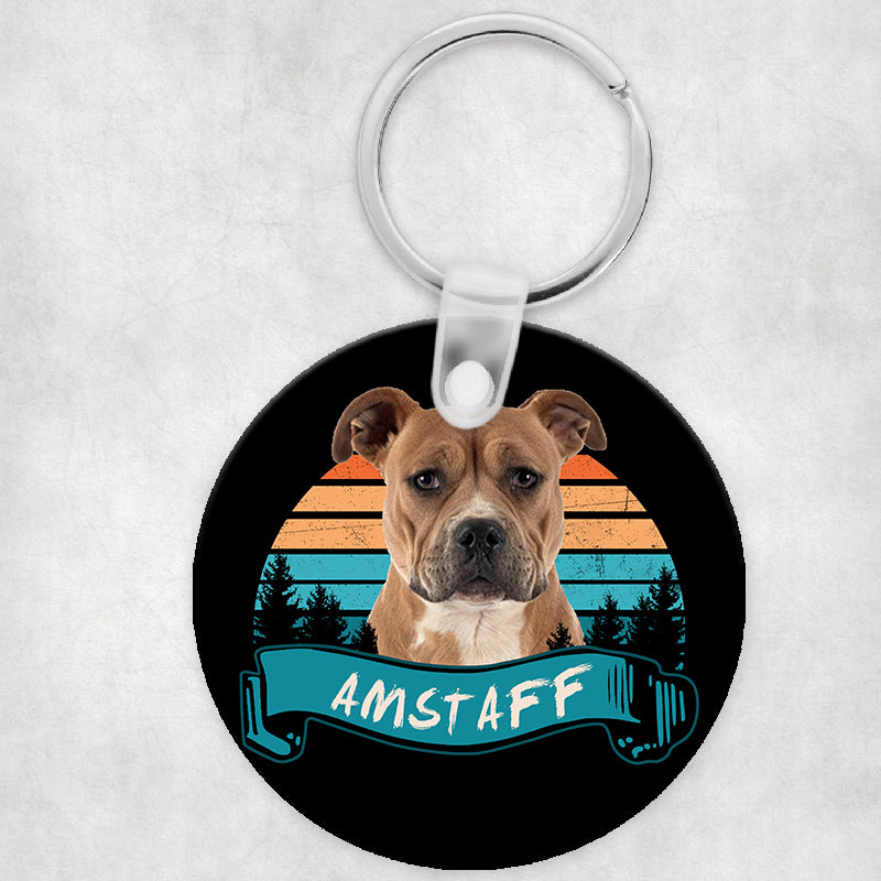 Amstaff kutyás kör kulcstartó 2
