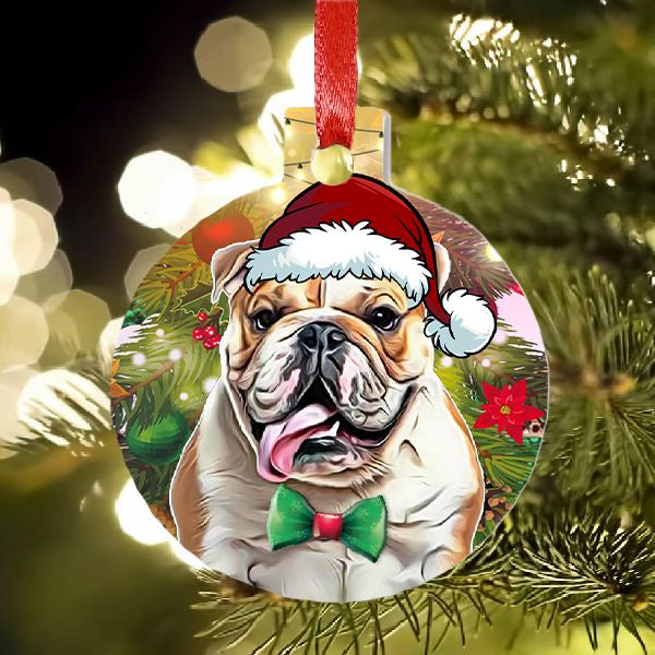 Angol Bulldog kutyás karácsonyfadísz