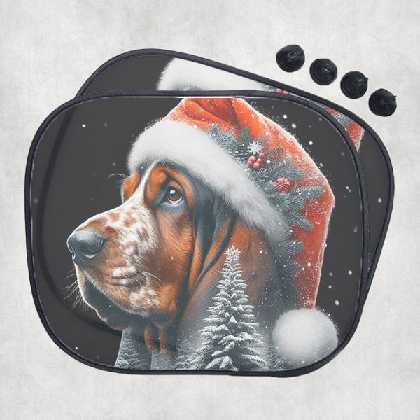 Basset Hound kutyás autós karácsonyi napellenző –