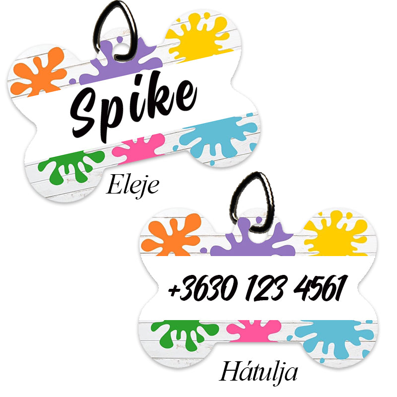 Egyedi csont alakú kutyabiléta - splash