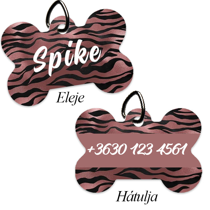 Egyedi csont alakú kutyabiléta tigriscsíkos mintával