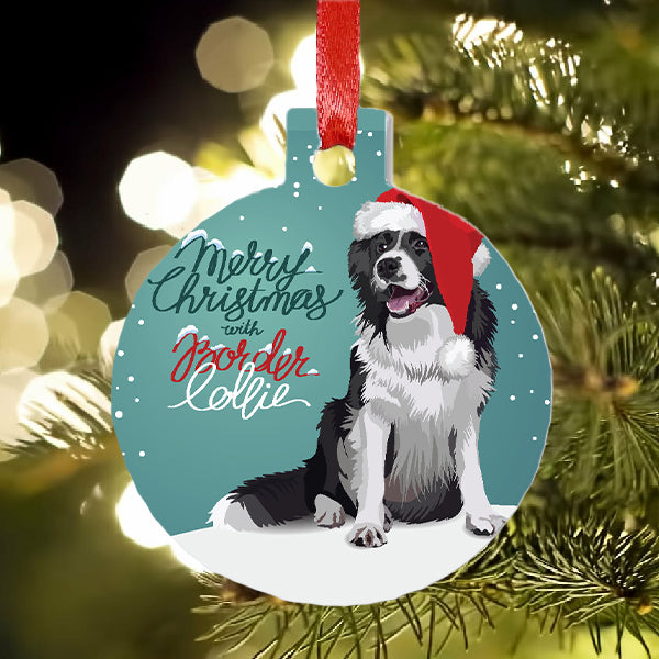 Border Collie kutyás karácsonyfadísz