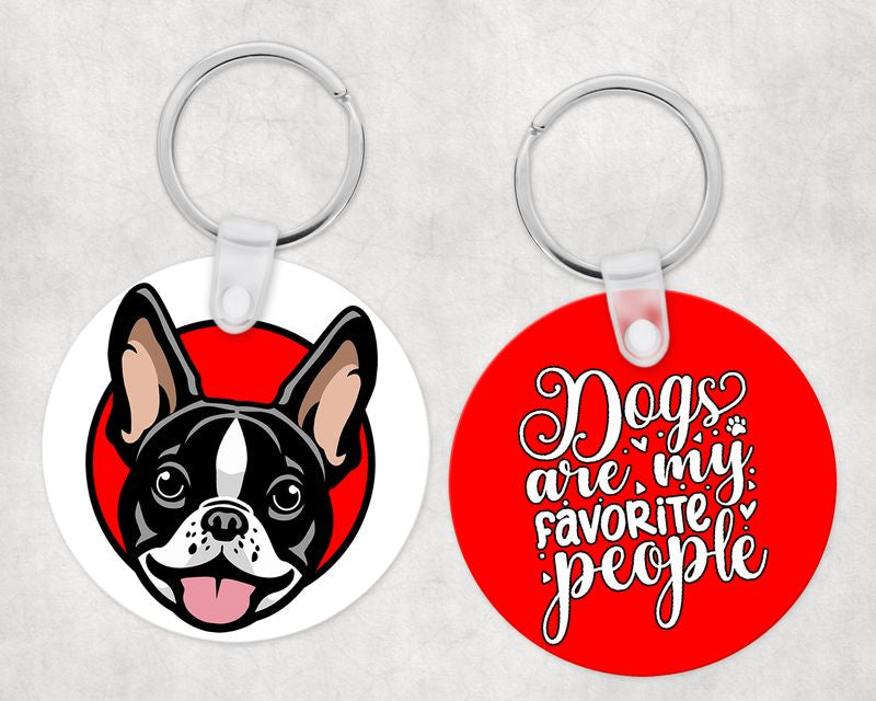 Boston terrier kutyás kör kulcstartó