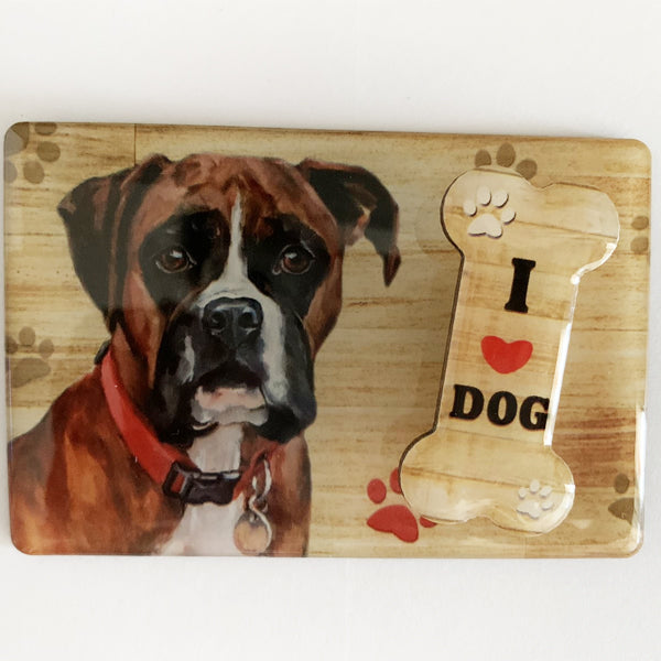 Boxer kutyás hűtőmágnes jegyzettartó csipesszel