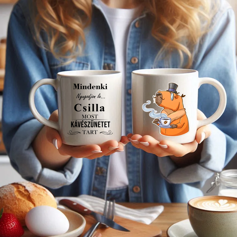 Capybarás bögre egyedi névvel