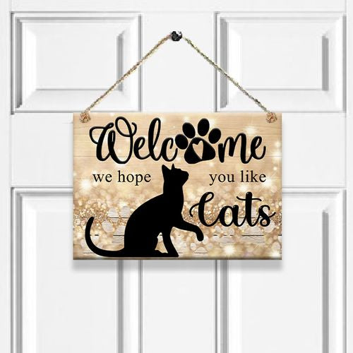 Macskás ajtótábla - welcome