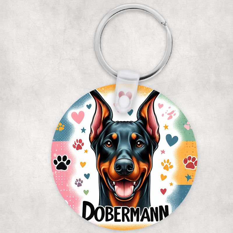 Dobermann kutyás kör kulcstartó