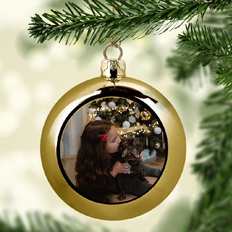 fényképes karácsonyfadísz - arany