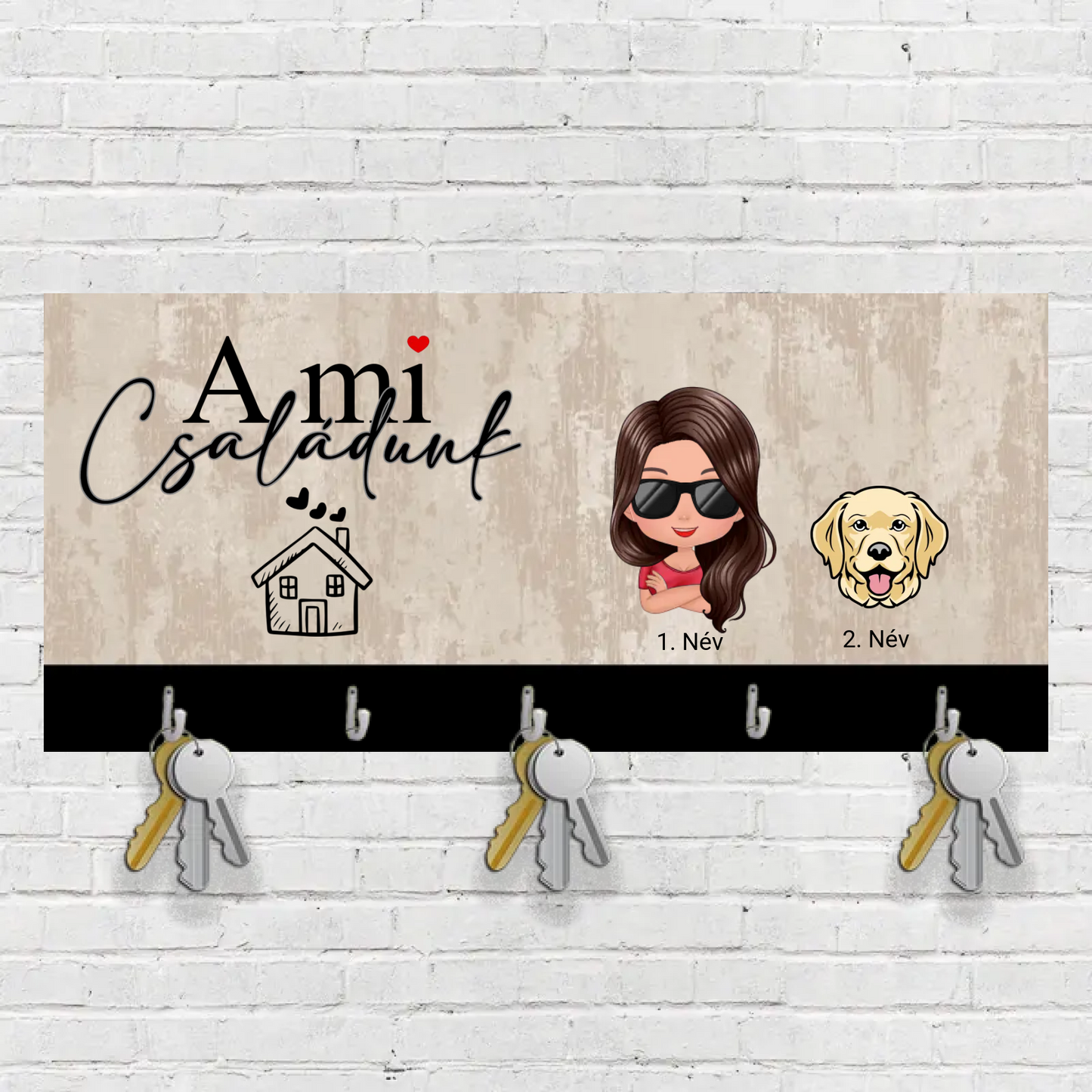 Személyre szabható falikulcstartó