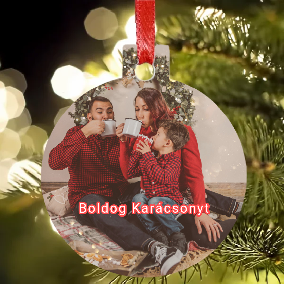 Egyedi fényképes karácsonyfadísz