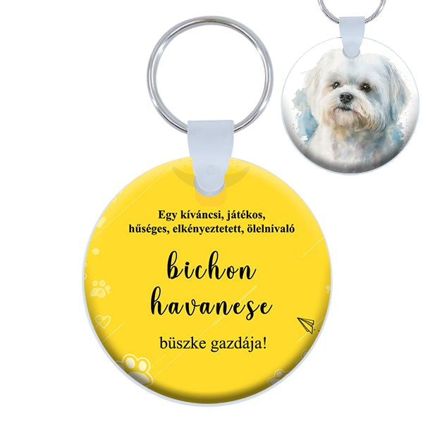 Bichon kutyás kör kulcstartó