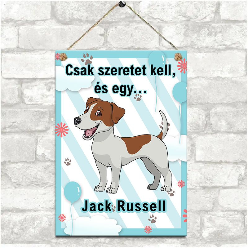 Jack Russell terrier dekor fém tábla