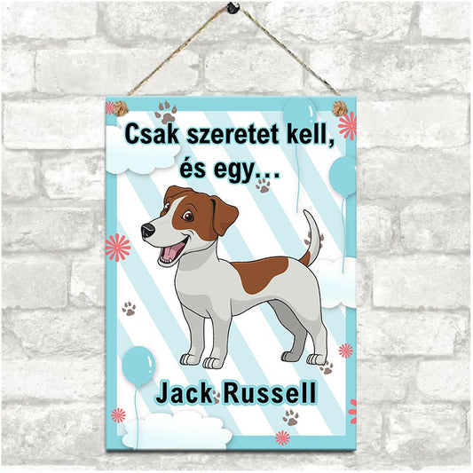 Jack Russell terrier dekor fém tábla