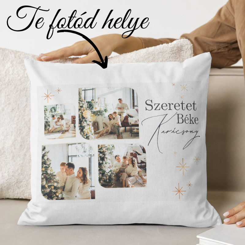 Karácsonyi fényképes párna 4 képpel