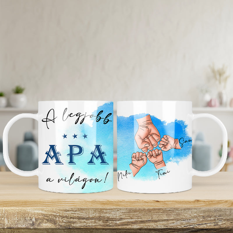 Személyre szabható Apák napi bögre - kéz