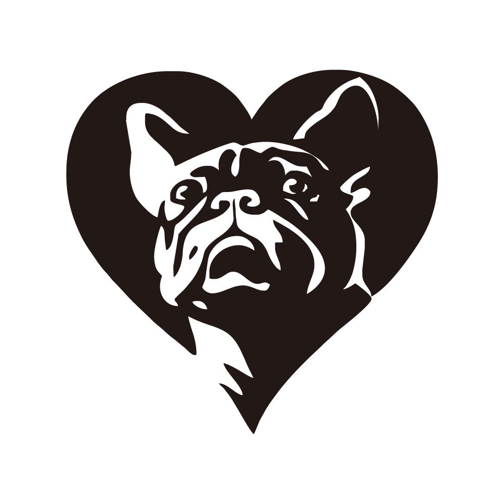 Francia Bulldog kutyás matrica - szív