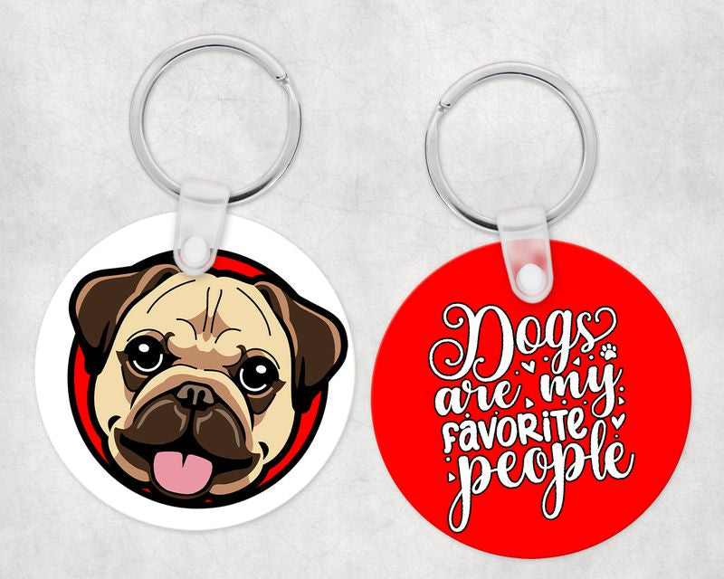 Mopsz kutyás kör kulcstartó - választható mintával