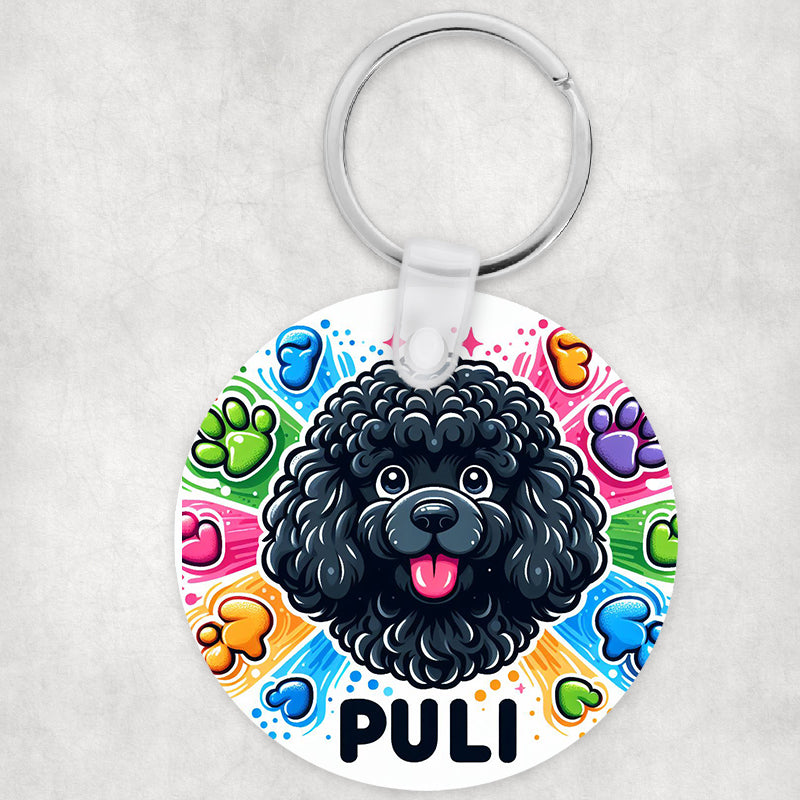 Puli kutyás kör kulcstartó - választható mintával