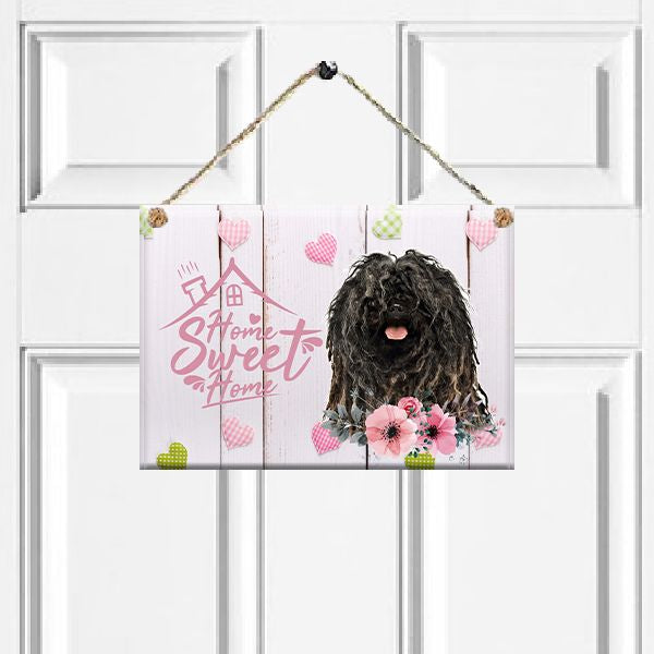 Kutyás dekor fém ajtótábla választható fajtával - home sweet home