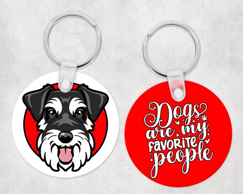 Schnauzer kutyás kör kulcstartó - választható mintával