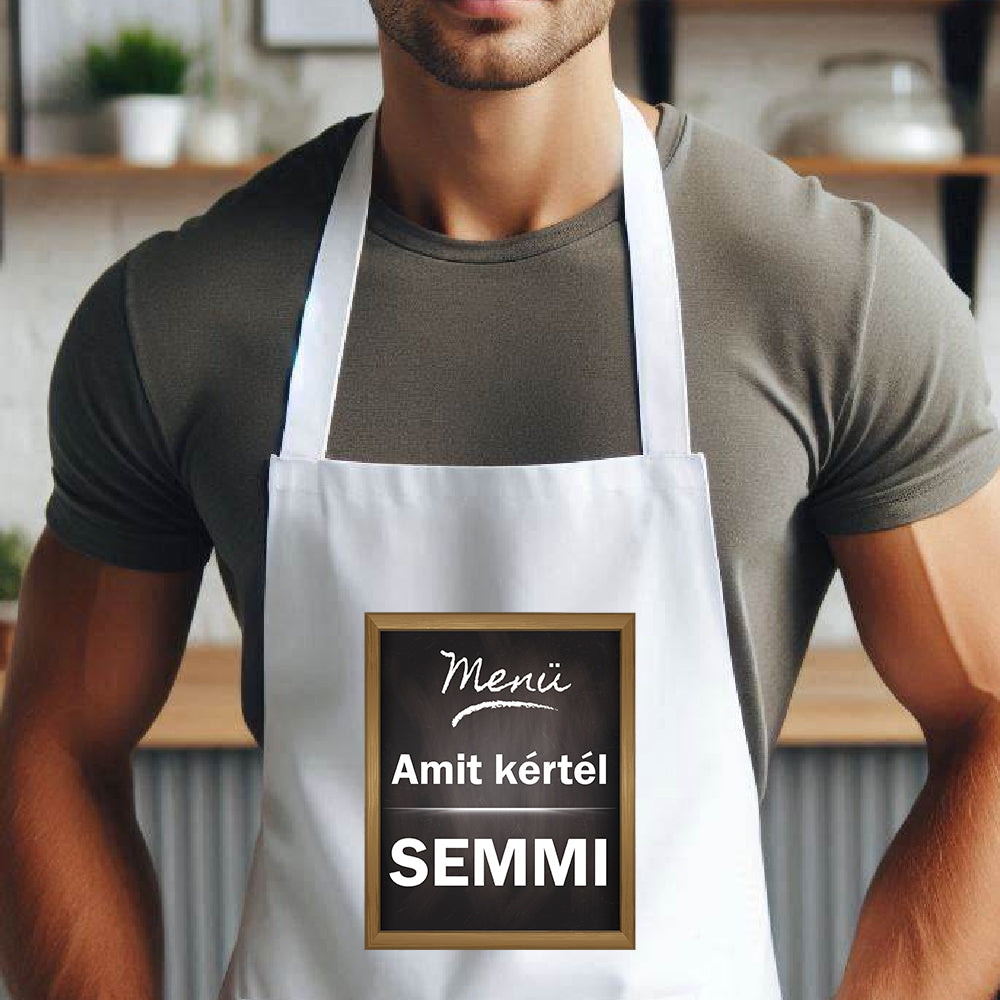 Vicces feliratú fehér kötény