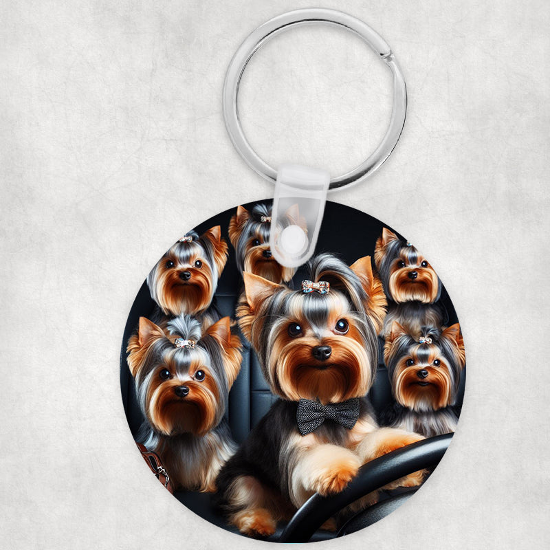Yorkie kutyás kör kulcstartó