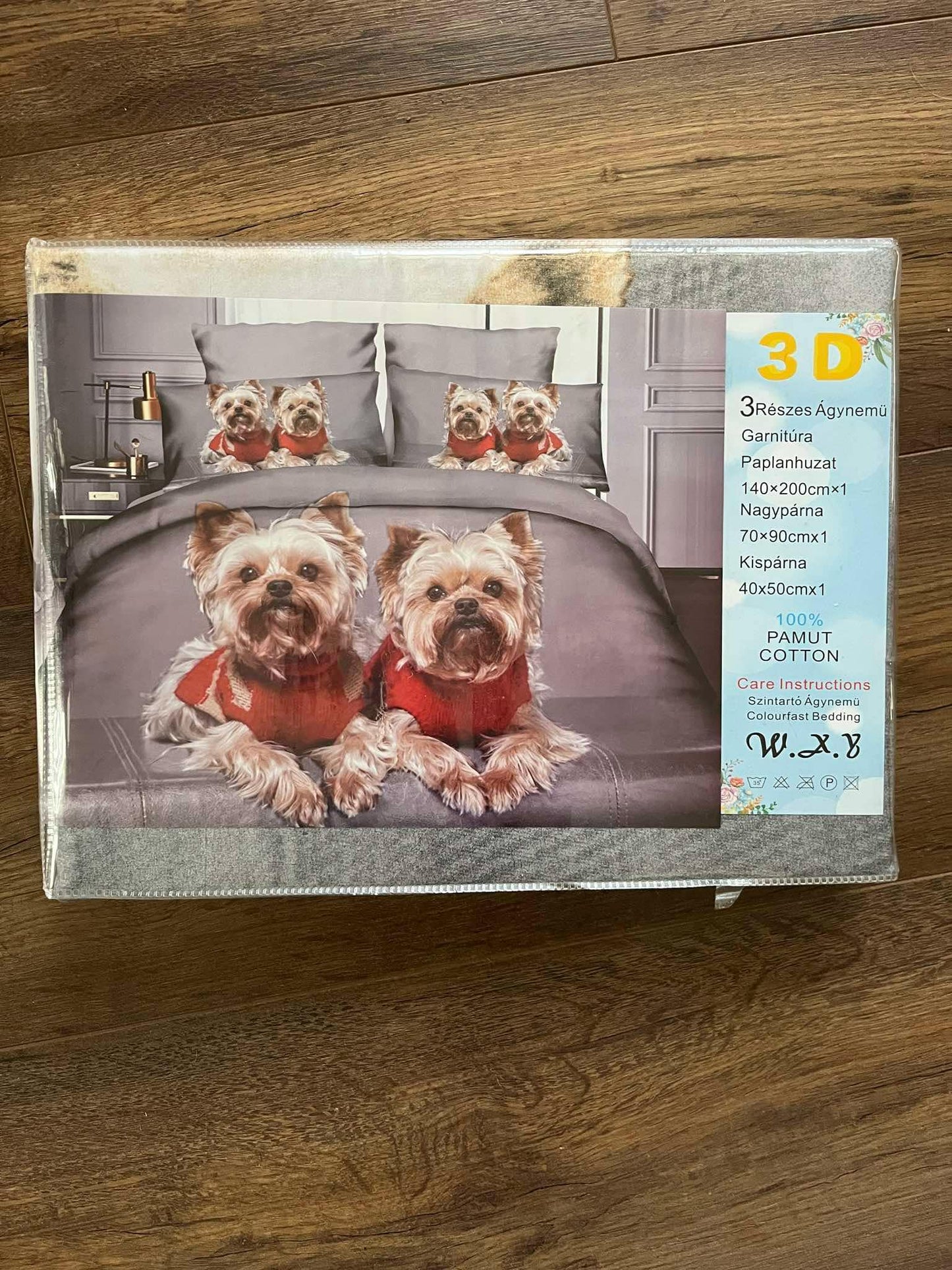 Yorkie mintás 3 részes ágyneműhuzat