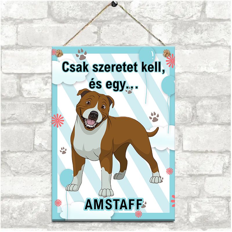 Amstaff kutyás dekor fém tábla 