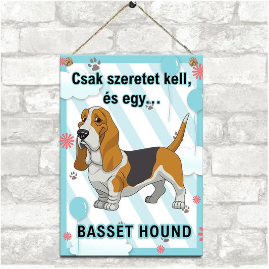 Basset Hound kutyás dekor fém tábla