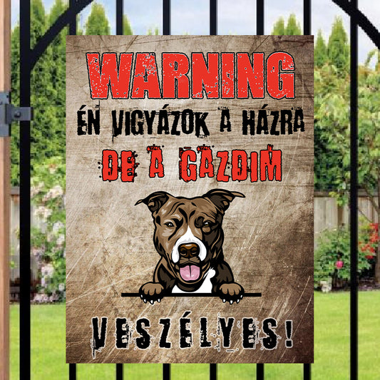 Kutyás fém figyelmeztető tábla vicces szöveggel - választható fajtával