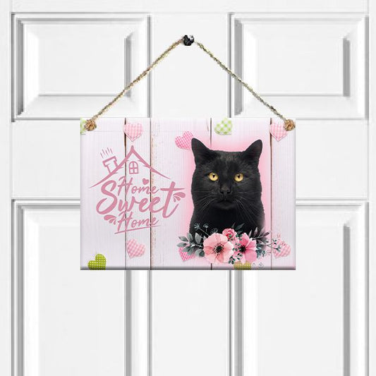 Fekete macskás fém ajtótábla