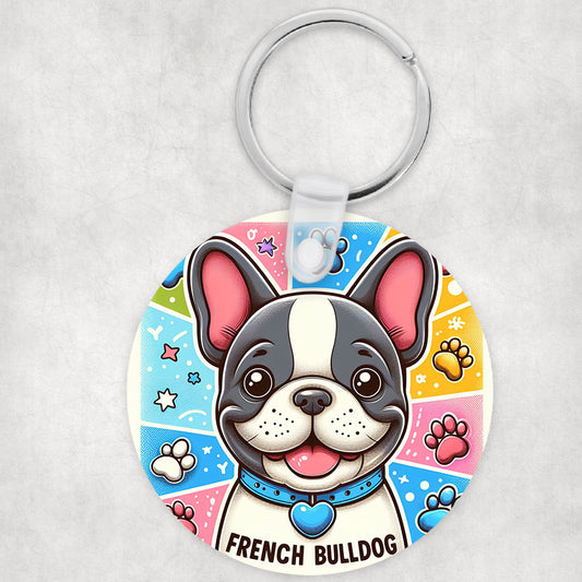 Francia Bulldog kutyás kör kulcstartó