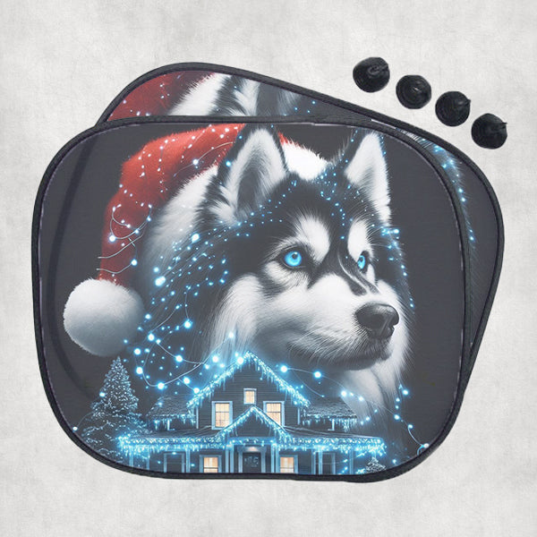 Husky kutyás autós karácsonyi napellenző