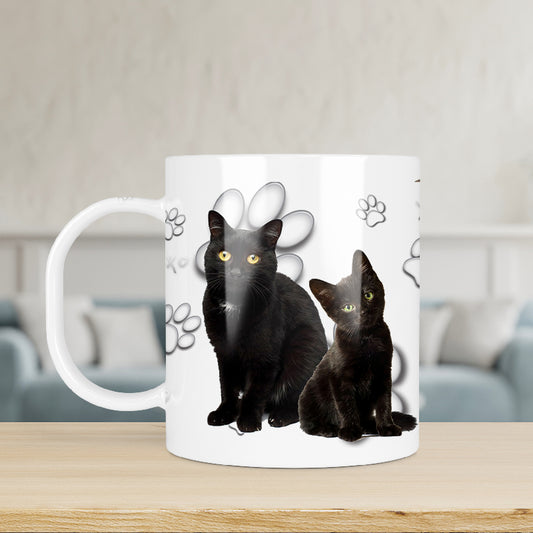 Macskás bögre - fekete