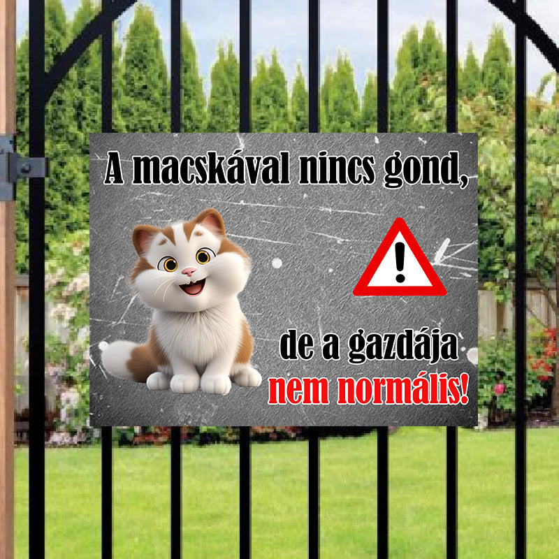 Vicces macskás fém tábla - választható fajtával