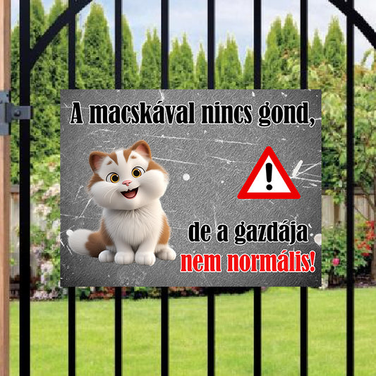 Vicces macskás fém tábla - választható fajtával