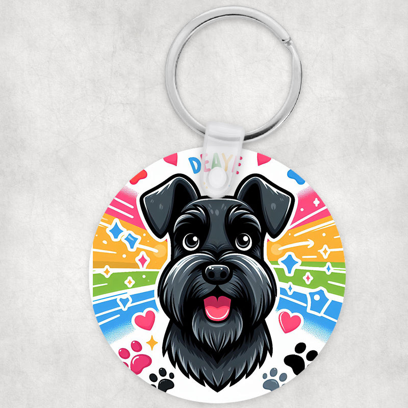 Schnauzer kutyás kör kulcstartó - választható mintával