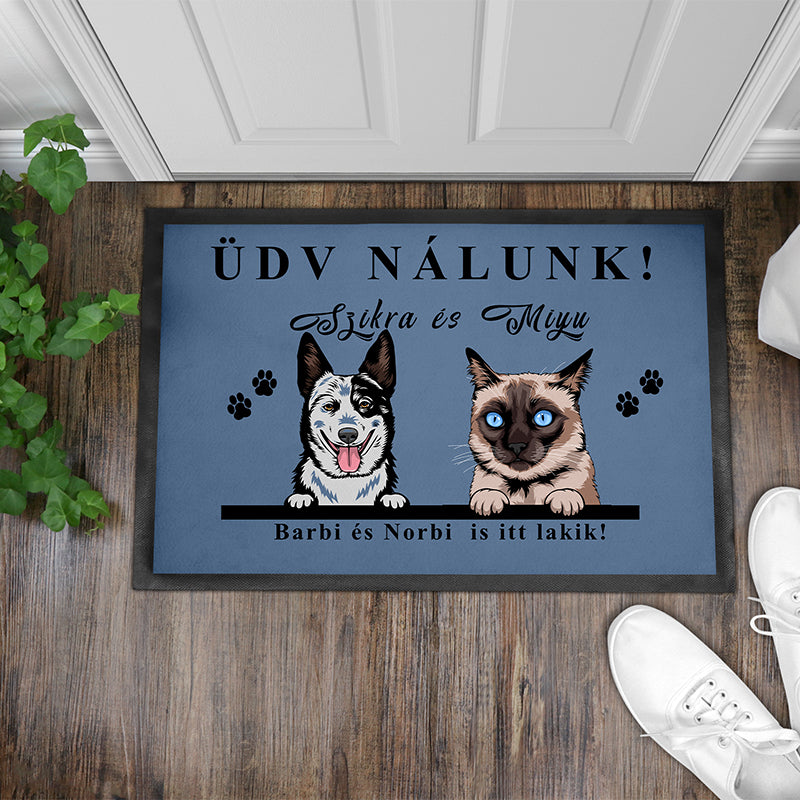 Egyedi személyre szabható lábtörlő - üdv nálunk