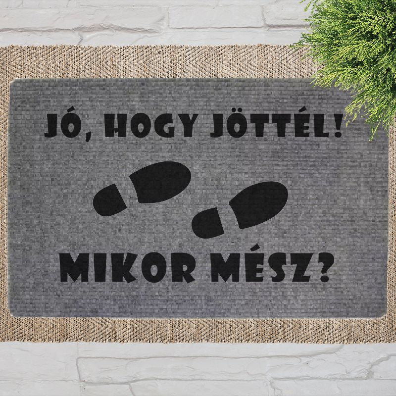 Vicces szürke lábtörlő - jó, hogy jöttél